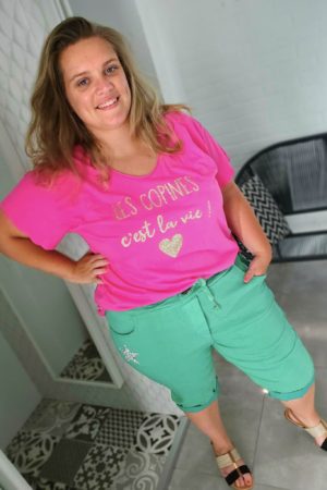 Lilie Plus - T-shirt Copines Fuchsia