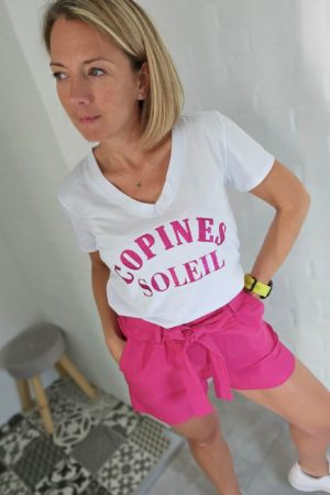 T-shirt Copines Soleil Rose