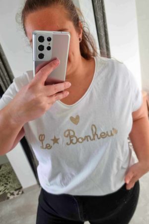 Lilie Plus - T-shirt Bonheur - Blanc