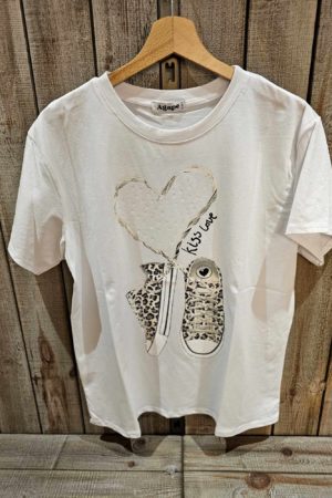 T-shirt Kiss Love - Blanc