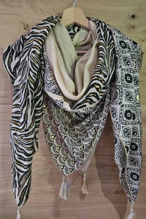 Foulard Beige Zèbré