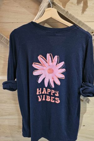 Pull Happy Vibes - Bleu marine