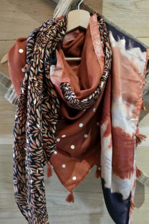 Foulard Brique/Pois/Or