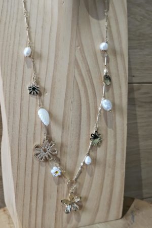 Collier Fleur/Blanc