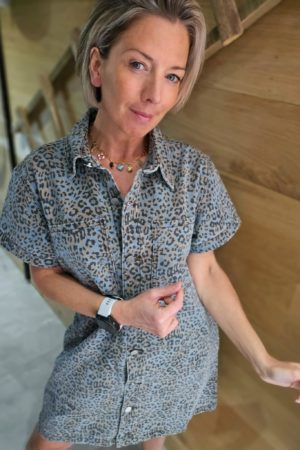 Robe jeans Léopard