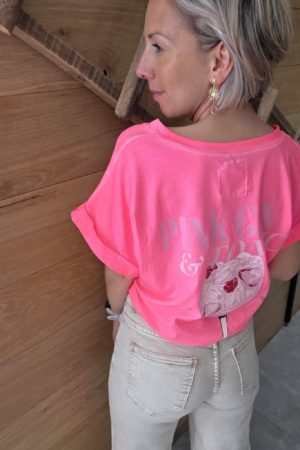 T-shirt Pink Gin - Rose Fluo