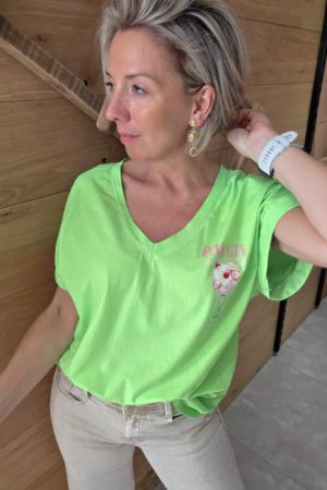 T-shirt Pink Gin - Vert Fluo
