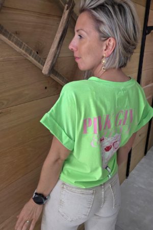 T-shirt Pink Gin - Vert Fluo