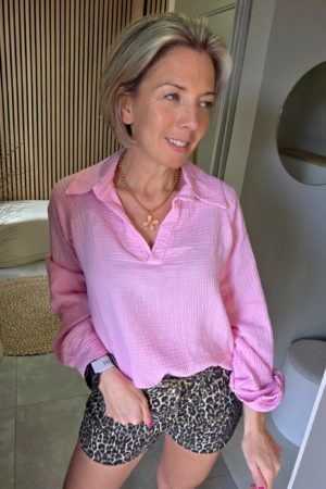 Blouse en gaze de coton - Rose