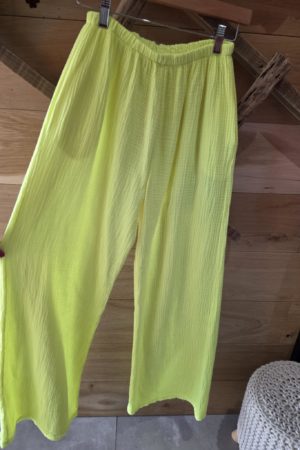 Pantalon gaze de coton - Jaune fluo