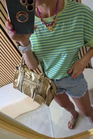 T-shirt ligné - Vert/Turquoise