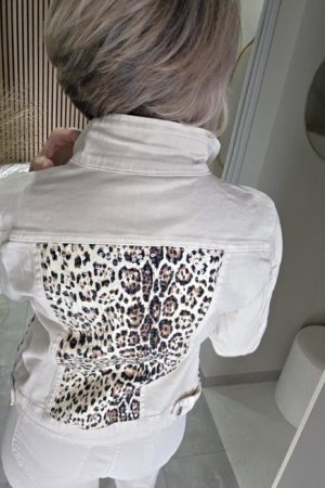Veste beige brodée Léopard