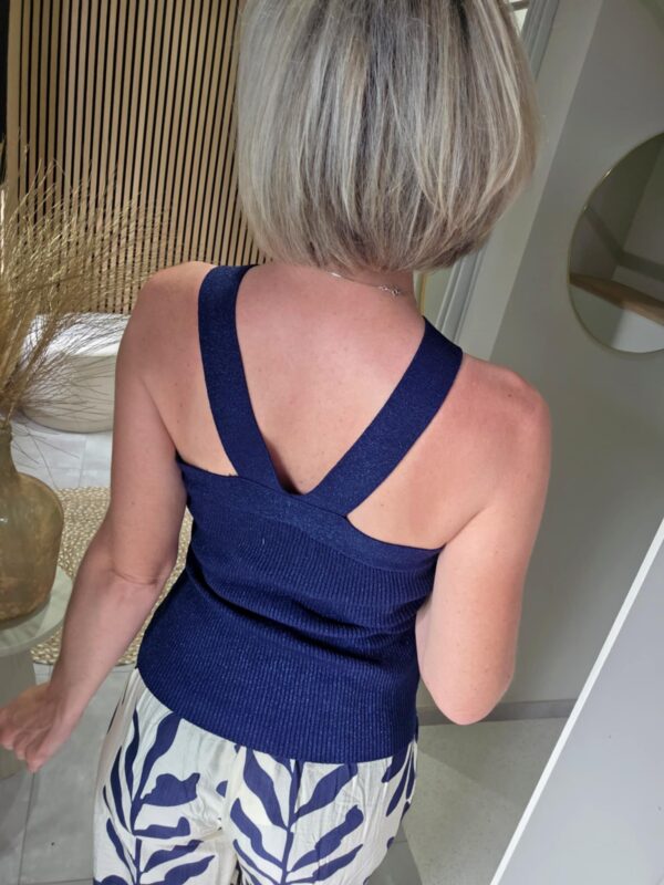 Débardeur brillant Lana - Bleu marine – Image 2