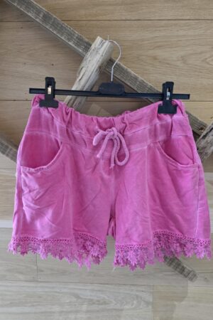 Short relax dentelle - Rose Framboise