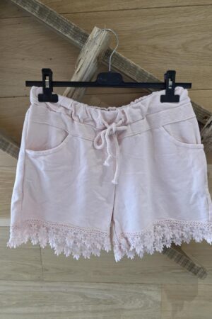 Short relax dentelle - Rose pâle