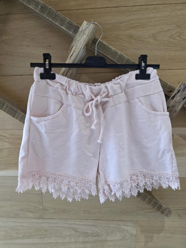 Short relax dentelle - Rose pâle
