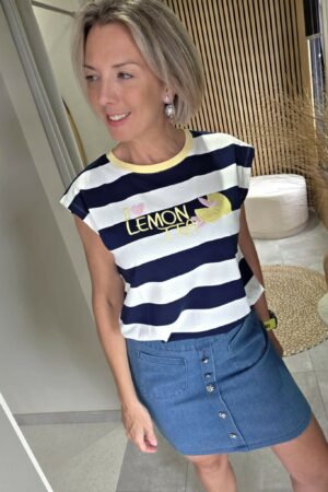 T-shirt Lemon Tea - Bleu Marine