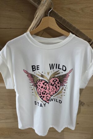 T-shirt Be Wild - Blanc
