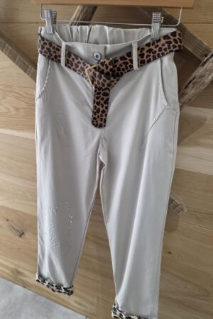Pantalon Mickey avec ceinture léopard