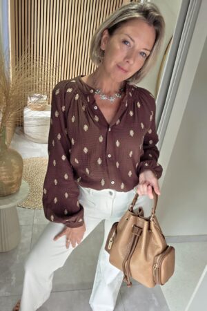 Chemisier gaze de coton - Marron