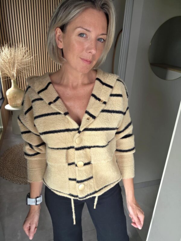 Gilet épais ligné - Camel – Image 3