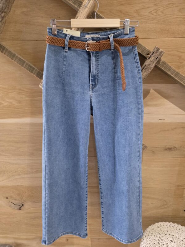 Jeans droit avec ceinture - Bleu clair – Image 2