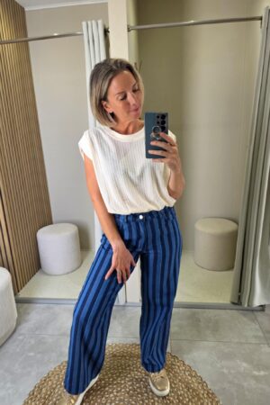 Pantalon jeans ligné
