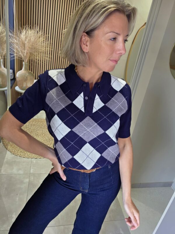 Pull Jacquard - Bleu marine – Image 2