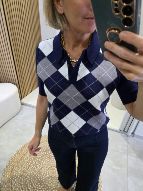 Pull Jacquard - Bleu marine – Image 3