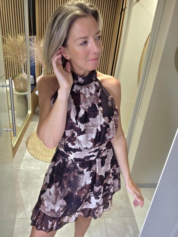 Robe Bénédicte - Marron/Écru – Image 2
