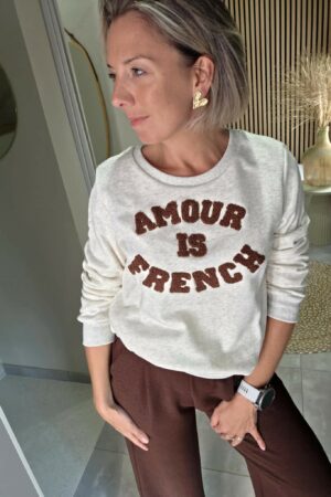 Sweat Amour is French - Beige chiné