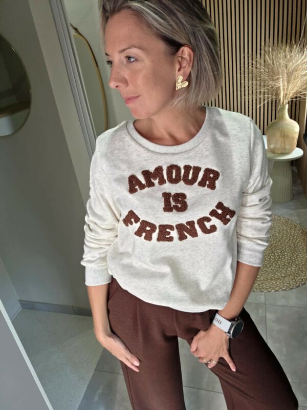 Sweat Amour is French - Beige chiné