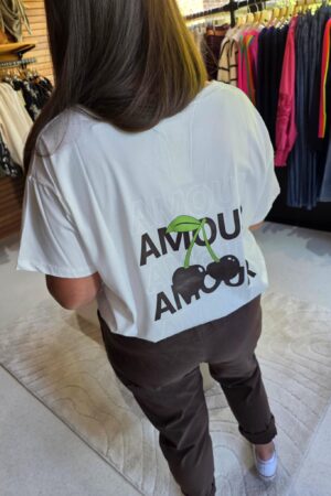 Lilie Plus - T-shirt Amour&Cerise - Blanc/Marron