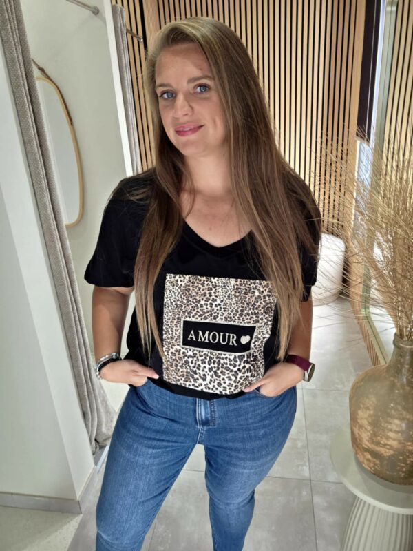 Lilie Plus - T-shirt Amour&Léopard - Noir