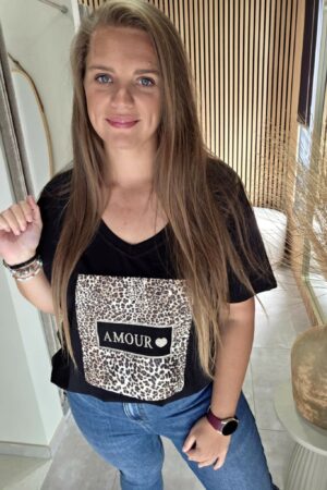 Lilie Plus - T-shirt Amour&Léopard - Noir