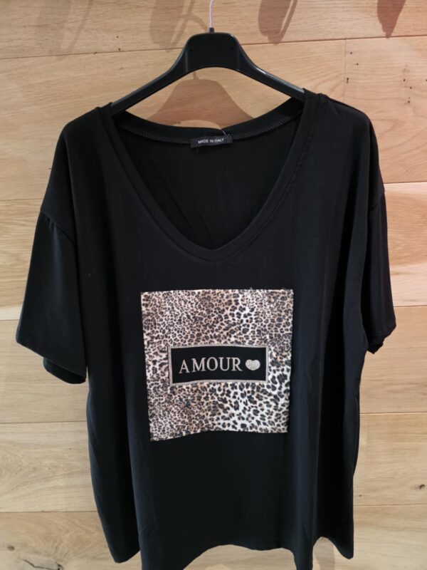 Lilie Plus - T-shirt Amour&Léopard - Noir – Image 3