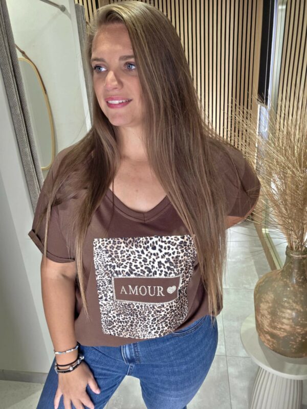 Lilie Plus - T-shirt Amour&Léopard - Marron