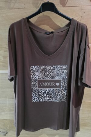 Lilie Plus - T-shirt Amour&Léopard - Marron