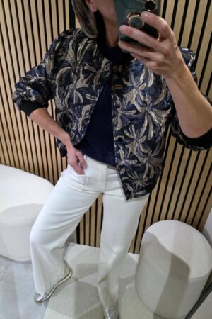 Bomber chic fleuri - Bleu/Doré