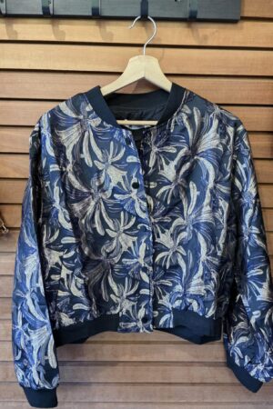 Bomber chic fleuri - Bleu/Doré