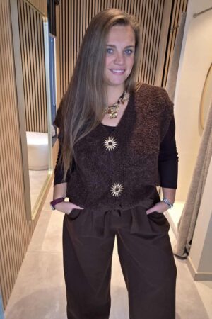 Lilie Plus - Pantalon marron velours