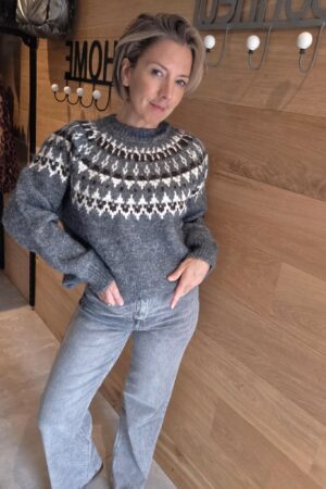 Jeans Wide Leg - Gris