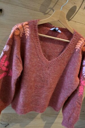 Pull brodé Livia - Terracotta