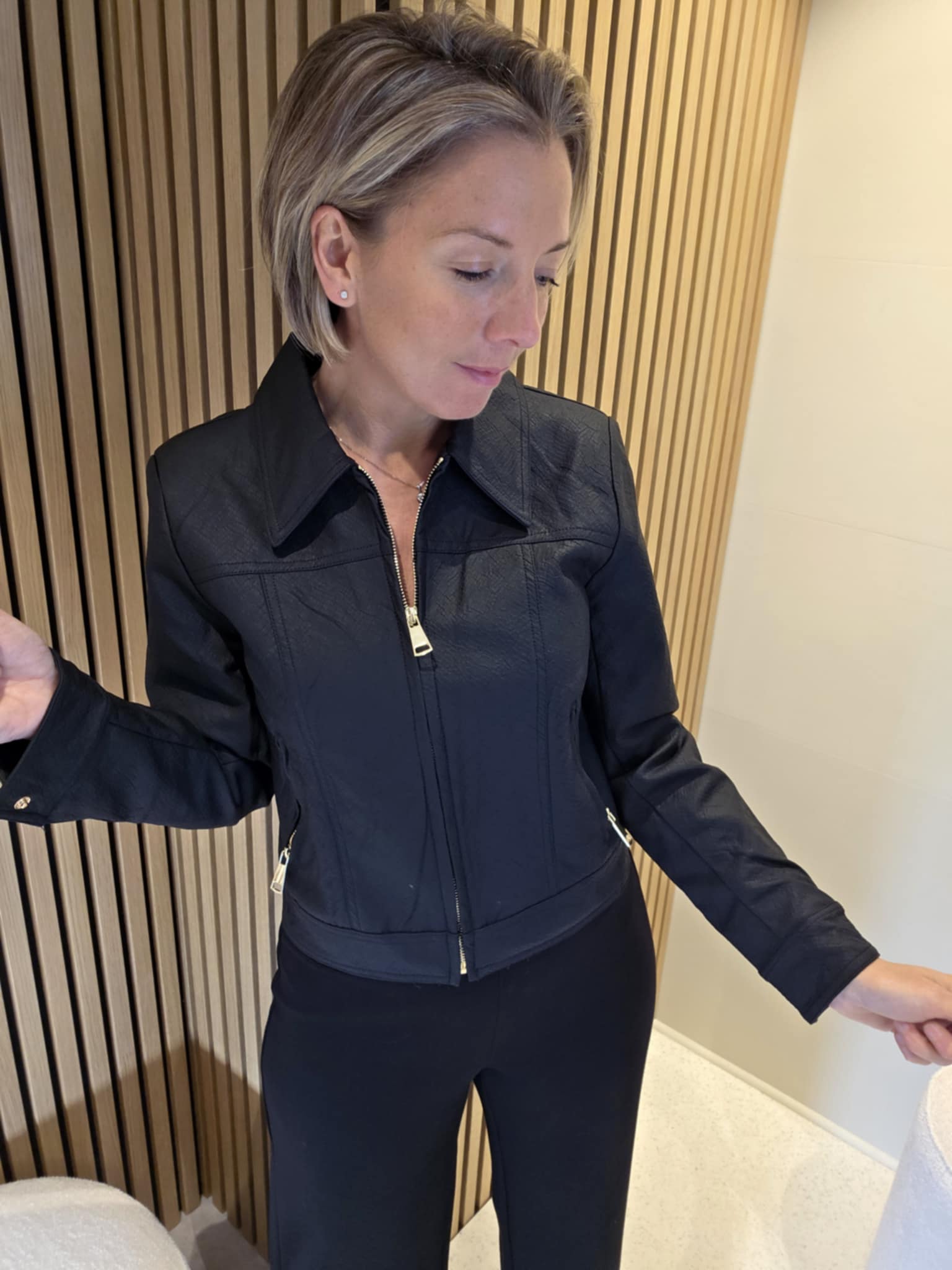 Veste en simili - Noir – Image 3