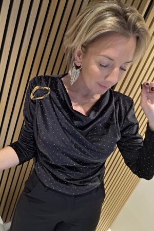 Blouse Strass&Velours - Noir