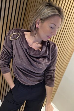 Blouse Strass&Velours - Marron