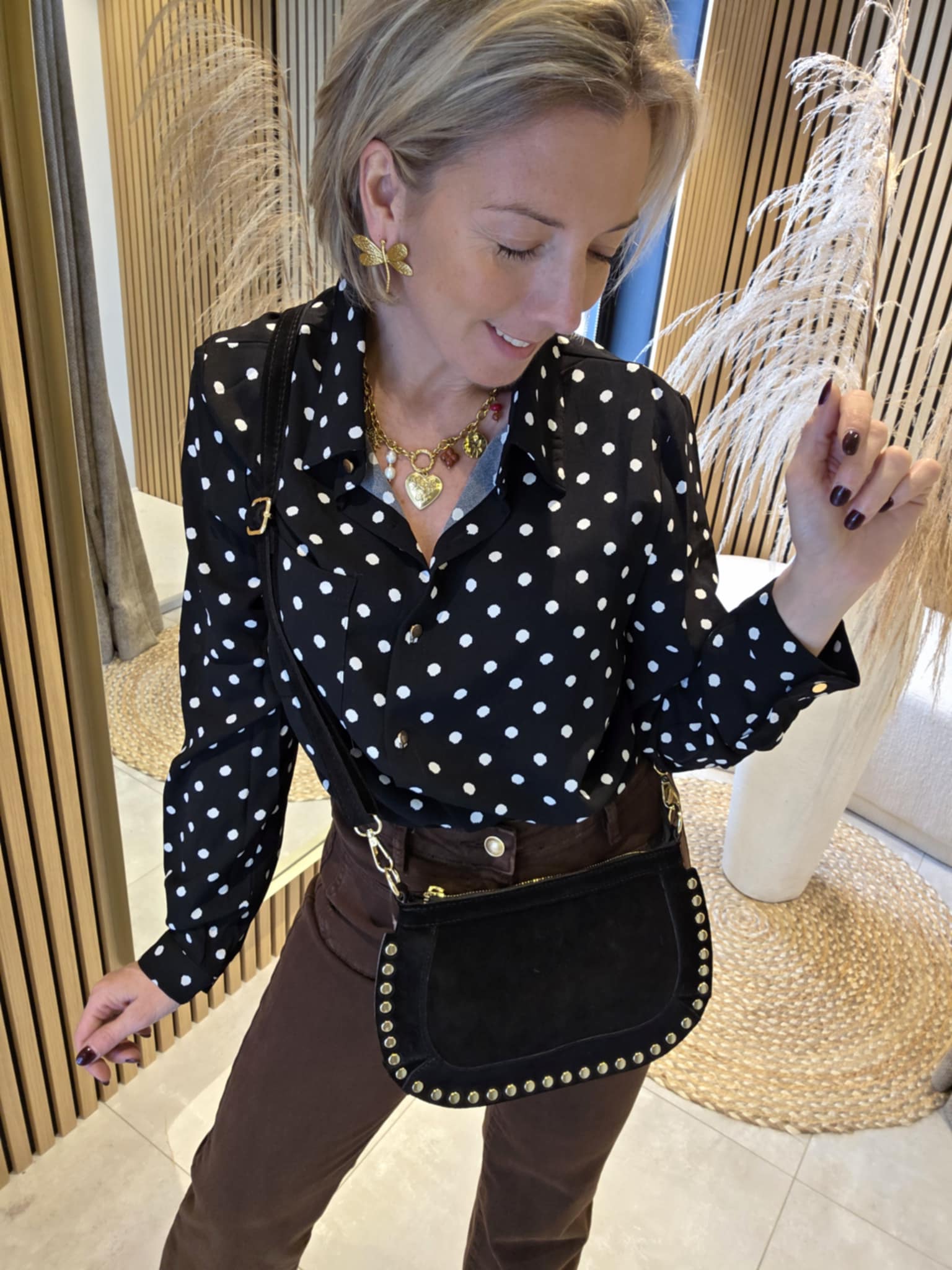 Chemisier Pois - Noir – Image 2