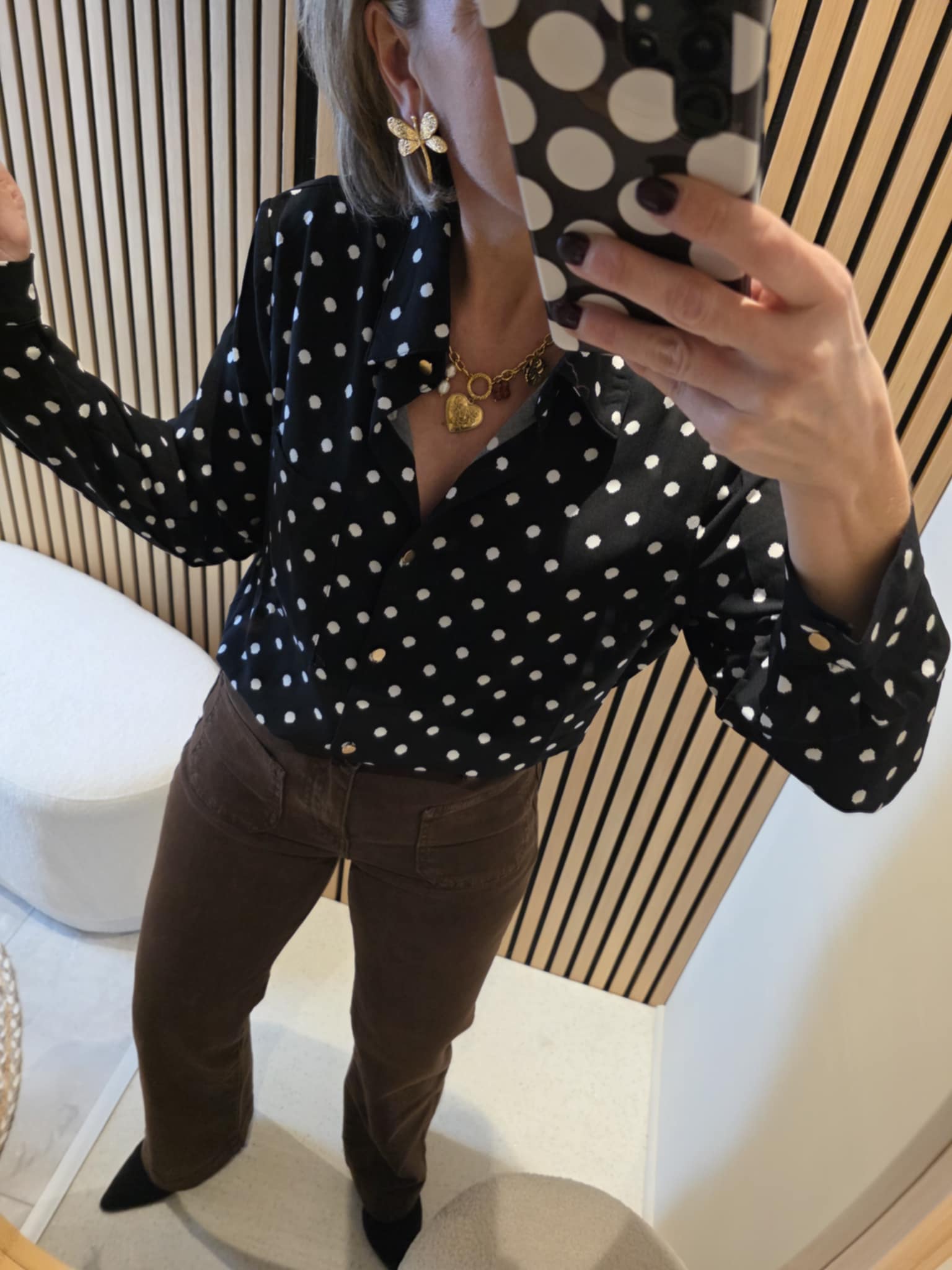 Chemisier Pois - Noir – Image 3