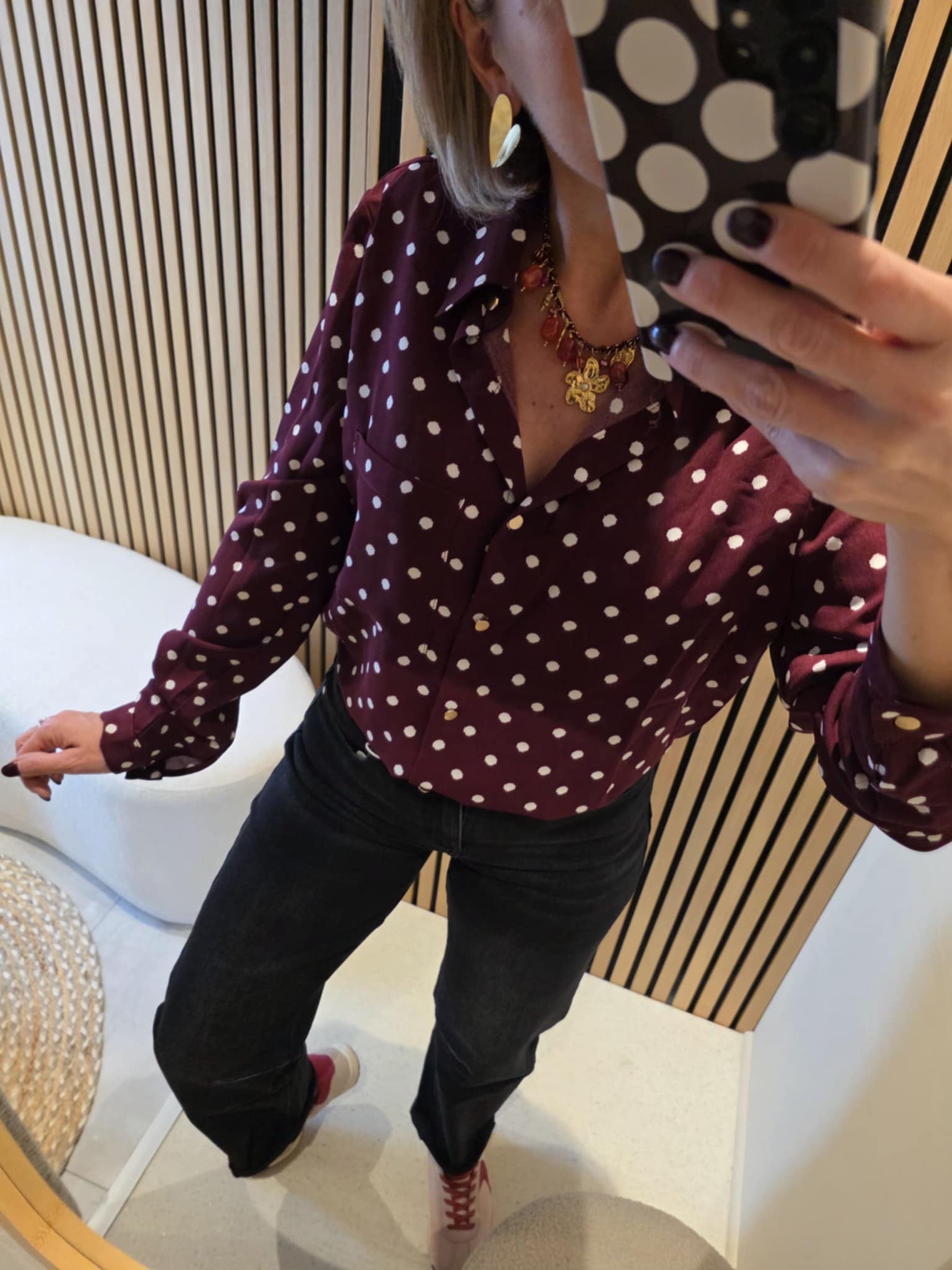 Chemisier Pois - Bordeaux – Image 4