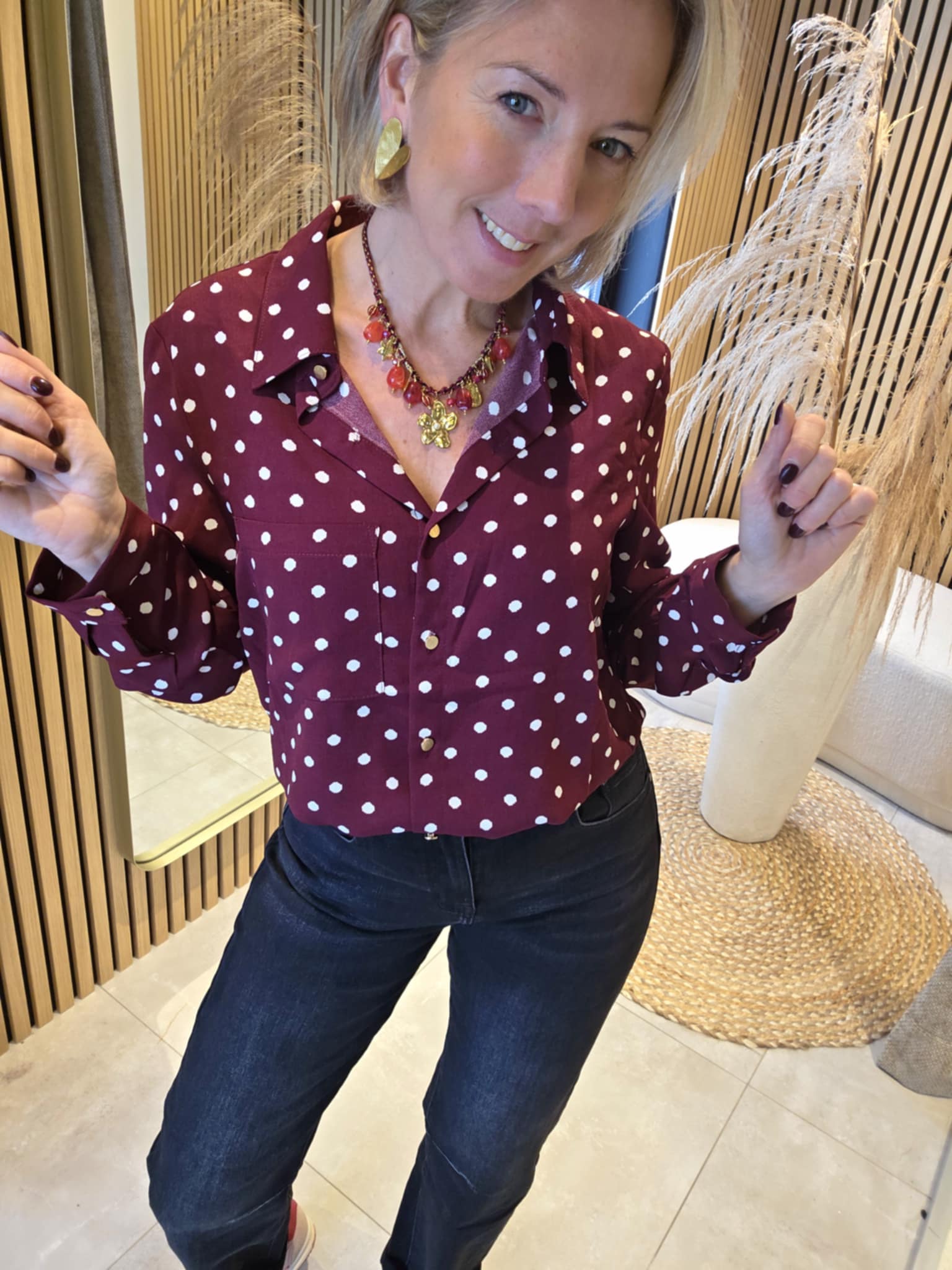 Chemisier Pois - Bordeaux – Image 2